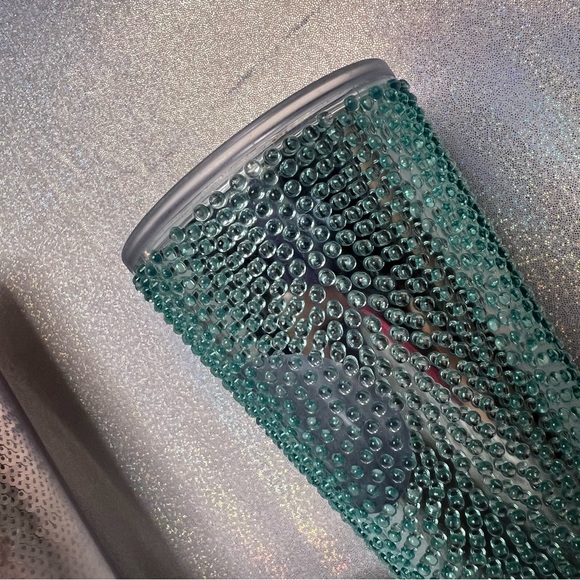 2 Starbucks cups large and regular sequins blush rose gold turquoise dotted - Picture 3 of 5